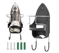 Supporto per Asse da Stiro, Gancio per Ferro Elettrico per Montaggio a Parete, Organizzatore per la Conservazione Dell'asse da Stiro da Appendere Alla Porta o Alla Parete (Nero)