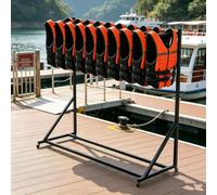 Supporto per aste da piscina, rastrelliera organizer per pontili con ruote girevoli, supporto per giubbotti di salvataggio per parchi acquatici, aree rafting e piscine(1-Tier)