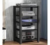Supporto per audio HiFi a 2/3/4/5 ripiani, per giradischi, dischi in vinile e lettori Blu-ray, console multimediale per DAC e amplificatori, nero, 60 x 50 x 1 cm