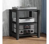 Supporto per audio - Ripiano AV in legno per proiettore e console da gioco stereo, armadietto per CD/DVD, supporto angolare per cavi PS5 e giradischi