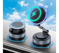 Supporto per auto da 15 W, con funzione di ricarica, girevole a 360° e pieghevole, per iPhone, supporto magnetico per cellulare con ventosa sottovuoto (scalabile)