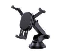 Supporto per auto Gravity con caricabatterie induttivo per smartphone e ventosa da 15 W - Nero