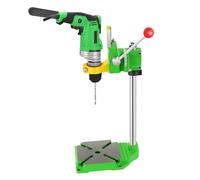 Supporto per avvitatore a batteria, girevole a 90° con base in ghisa, massimo 49 cm di altezza, 3 adattatori per foratura verticale di precisione come utensile per trapano