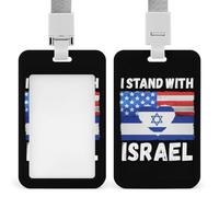 Supporto per badge USA Israele con cordino, porta badge resistente, porta badge con nome carino per donne e uomini