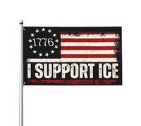Supporto per bandiera di ghiaccio con bandiera da giardino 3x5 "I Support Ice Deport Illegals" con 2 occhielli