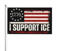 Supporto per bandiera I Support Ice con supporto per la deportazione degli illegali, bandiera da giardino 3x5 bifacciale con 2 occhielli