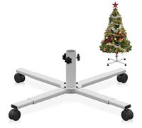 Supporto per Base Albero di Natale Artificiale, Base di Ricambio per Base per Albero di Natale con Ruota Universale per Alberi Artificiali da 2,2 m a 2,8 m, Adatto per Albero da 2-3,5 cm, Bianco