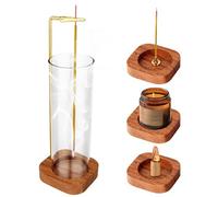 Supporto per bastoncini di incenso, in legno, con contenitore in vetro rimovibile, moderno bruciatore per yoga, meditazione, decorazione per la casa