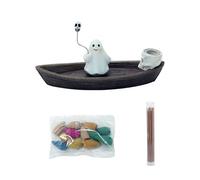 Supporto per bastoncini di incenso per Halloween, motivo nave fantasma e resina, decorazione mistica per la casa, spaventosa e suggestiva, decorazione per Halloween, fan di Halloween