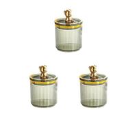 Supporto per batuffoli di cotone con coperchio, per bagno, piano di lavoro, scrivania, verde, 9 x 13,5 cm, Set da 3 (verde 9 x 13,5 cm), 9 x 13.5cm, come descrizione