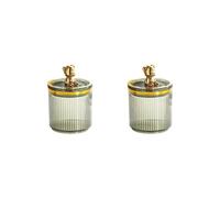 Supporto per batuffoli di cotone con coperchio, per bagno, piano di lavoro, scrivania, verde, 9 x 13,5 cm, Set da 2 (verde 9 x 13,5 cm), 9 x 13.5cm, come descrizione