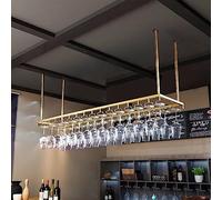 Supporto per bicchieri da vino da appendere, decorazione da soffitto per bar e cucine, altezza regolabile 30-60 cm, supporto per bottiglie di vino dorato, contenitore per calici