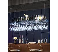 Supporto per bicchieri da vino in metallo vintage, regolabile, da appendere al soffitto, per bar, ristorante e sotto l'armadietto, perfetto per abbellire i tuoi bicchieri