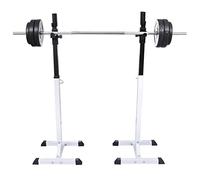 Supporto per bilancieri con set di manubri da 30,5 kg, supporto regolabile in altezza per squat e panca, stazione di sollevamento pesi per palestra a casa