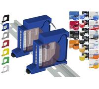 Supporto per binari "Single" per 18 Shelly: 1 Gen3, 1PM Gen3, 2PM Gen3, i4 Gen3, Plus 1, Plus 1PM, Plus 2PM, Plus i4, Plus 0-10V Dimmer, Wave 1, Wave 1PM, Wave 2PM, Wave Shutter, Wave i4 (2x Blu)