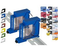 Supporto per binari "Single" per 18 Shelly: 1 Gen3, 1PM Gen3, 2PM Gen3, i4 Gen3, Plus 1, Plus 1PM, Plus 2PM, Plus i4, Plus 0-10V Dimmer, Wave 1, Wave 1PM, Wave 2PM, Wave Shutter, Wave i4 (2x Blu)