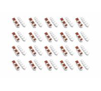 Supporto per binario adatto per morsetti a leva Wago 221-412, 221-413, 221-415, binario portante DIN 35 mm, attacco flessibile a 5 vie, confezione da 16 pezzi, PETG bianco, prodotto in Germania