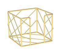 Supporto per blocchetti memo, color oro, in ferro, quadrato, scavato, per scrivania, ufficio e casa, organizer (9,8 cm x 9,8 cm x 7,8 cm)