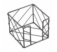 Supporto per blocchetti memo, nero, in ferro, quadrato, scavato, per scrivania, ufficio e casa, organizer (9,8 cm x 9,8 cm x 7,8 cm)