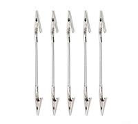 Supporto per bobina a coccodrillo con clip in metallo a doppia testa, morsetto pieghevole per etichette per appunti, foto, biglietti, confezione da 5, colore argento, 180 mm/280 mm (280 mm)