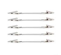 Supporto per bobina a coccodrillo con clip in metallo a doppia testa, morsetto pieghevole per etichette per appunti, foto, biglietti, confezione da 5, colore argento, 180 mm/280 mm (180 mm)