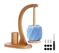 Supporto per bobine di bambù - Dispenser magnetico rotante per palline di filato con cuscinetti stabili, alta capacità e contenitore per ganci per lavorare a maglia e uncinetto (naturale, idea regalo)