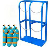 Supporto per bombole di gas resistente, Supporto per bombole di ossigeno e CO2 da pavimento, con catena di sicurezza per officina e garage(60x30x100cm)