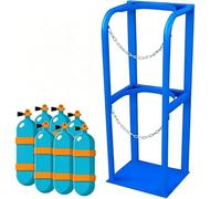 Supporto per bombole di gas resistente, Supporto per bombole di ossigeno e CO2 da pavimento, con catena di sicurezza per officina e garage(31x30x100cm)