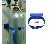 Supporto per bombole di ossigeno, Supporto for bombola di ossigeno da parete in plastica ABS con catena di sicurezza, viti di espansione, cinturino regolabile multicolore(Blue)