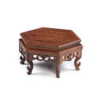 Supporto Per Bonsai Base in mogano Scultura in legno massello Decorazione esagonale Vaso di sabbia viola Vaso Strana statua di Buddha in pietra Decorazione for piante bonsai Base In Legno(5.91in)