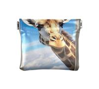 Supporto per borsa portamonete con clip in pelle PU per uomini e donne, Divertente giraffa che guarda dentro la finestra, Pattern