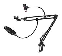 Supporto per Braccio a Forbice da Studio con Braccio Regolabile con Clip per Microfono, Supporto per Supporto da Braccio per Microfono Set Staffa Regolabile per Desktop Cuscinetto in Ferro Peso