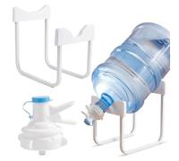 Supporto per brocca d'acqua da 5 galloni, supporto per erogatore d'acqua antiscivolo con valvola antipolvere per casa, campeggio e piano di lavoro, bianco