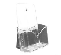 Supporto per brochure in acrilico, 10 x 22 cm, trasparente, con design inclinato, organizer per letteratura da scrivania, per menu e opuscoli, cartello trasparente da banco