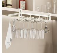Supporto per calici da mettere sotto l'armadietto - Design salvaspazio in metallo resistente per cucina, bar o pub