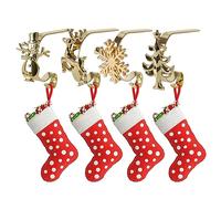 Supporto per Calza di Natale Set di 4 Pezzi Oro Ganci per Calze di Natale per Camino Ganci in Metallo Ganci per Appendini per Home Office Mantello Camino Natale Capodanno Decorazioni per Feste