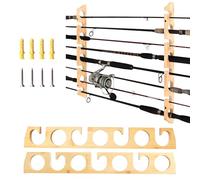 Supporto per canna da pesca in legno, per 7 canne, montaggio a soffitto o a parete, supporto per canna da pesca, supporto da parete, supporto per canna da pesca, per garage, barca, soffitto