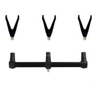 Supporto per canna da pesca, supporto per canna da pesca alla carpa, staffa in alluminio con buzz bar regolabile e rotazione a doppia direzione per pescatori sulle sponde del lago (tre teste + 3 v)