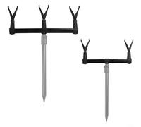 Supporto per canna da pesca, supporto per canna da pesca alla carpa, staffa in alluminio con buzz bar regolabile e rotazione a doppia direzione, per pescatori sulle rive del lago (tre teste)