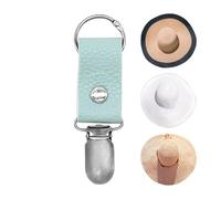 Supporto per cappello, clip per cappello da viaggio, clip in pelle PU per tenere il cappello sulla borsa, clip portatile a becco d' per viaggiare sulla borsa, Azzurro 2., Refer to description