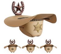 Supporto per cappello da cowboy da parete, confezione da 4 grucce per | Le braccia extra lunghe supportano grandi cappelli a tesa larga e aiutano a ridurre la caduta dell'orlo; il robusto ferro di