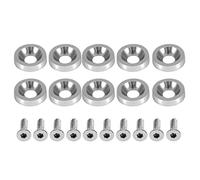 Supporto per Cappuccio Anteriore di Rondella, Modifica Auto, Guarnizione M6, Telaio della targa, Supporto per Cappuccio Antifurto, Nm697ki1h0-08 (SILVER)