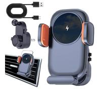 Supporto per caricabatterie da auto - 8 x 11,5 x 5,2 cm, base con blocco automatico, struttura in policarbonato ABS nero, attacco multi-angolo di visualizzazione | stazione di ricarica wireless QI