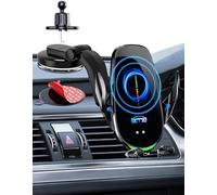 Supporto per caricabatterie da auto senza fili, 15W Qi con ricarica veloce, auto-aggraffante, supporto per telefono cellulare per auto, presa d'aria, parabrezza, cruscotto, braccio lungo, ventosa