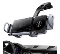 Supporto per caricabatterie wireless per auto, supporto per telefono per veicoli, ricarica a doppia bobina da 15 W, design pieghevole e soluzione di montaggio sicura per bocchette d'aria, cruscotto