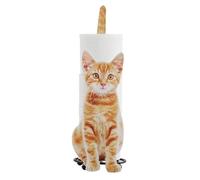 Supporto per Carta igienica a Forma di Gatto in Metallo Grigio - Dispenser per Piano, Tiene 3 Rotoli, Accessorio Carino per Bagno,Yellow