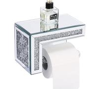 Supporto per Carta igienica con Specchio a Diamanti Argento, Accessorio per Bagno Montato a Muro, Ideale per bagni Eleganti