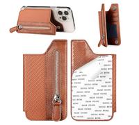 Supporto per carta posteriore del telefono, supporto per carta magnetica per il telefono,parte posteriore del titolare della carta di credito pieghevole con tasca per soldi con più, marrone, Vedi la