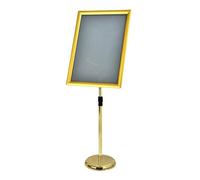 Supporto per cartelli A4, supporto per cartelli da pavimento, cornice visualizzata sia in verticale che in orizzontale con angolo di sicurezza per spettacoli aziendali in ch A2 Gold Right-angle style