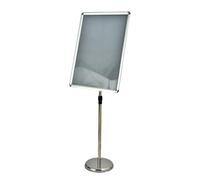 Supporto per cartellone Supporto per poster A4 per display pubblicitario Supporto per cartello da terra per ufficio commerciale regolabile con base stabile A2 Silver Rounded-corner style